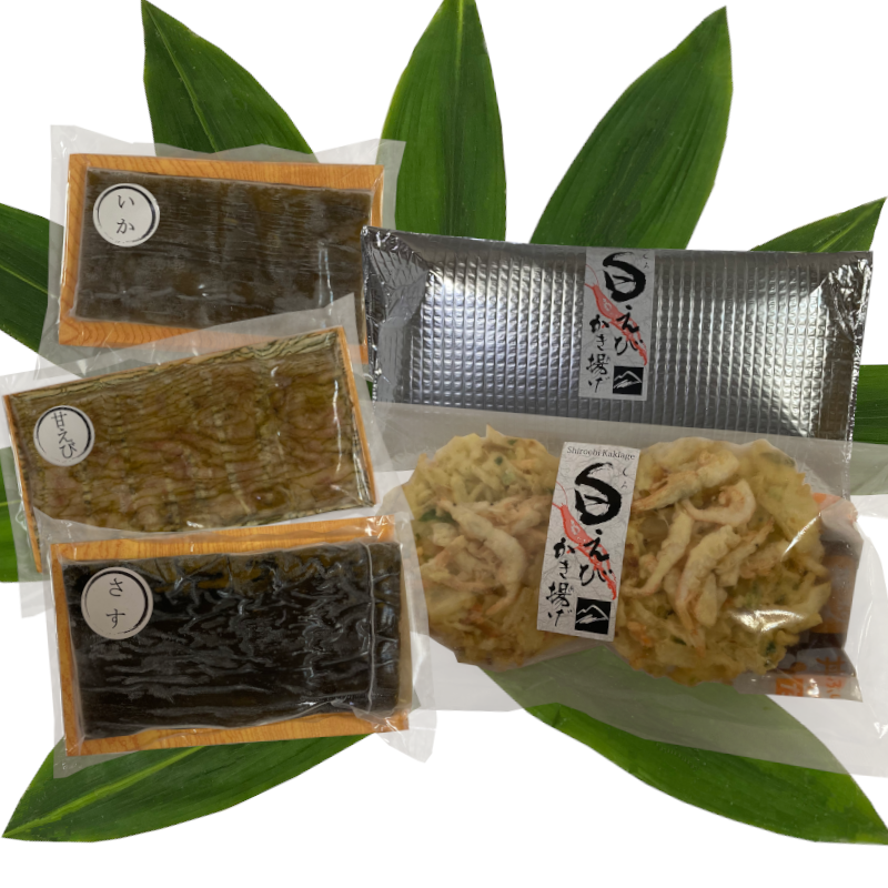 昆布〆刺身と白えびかき揚げの画像