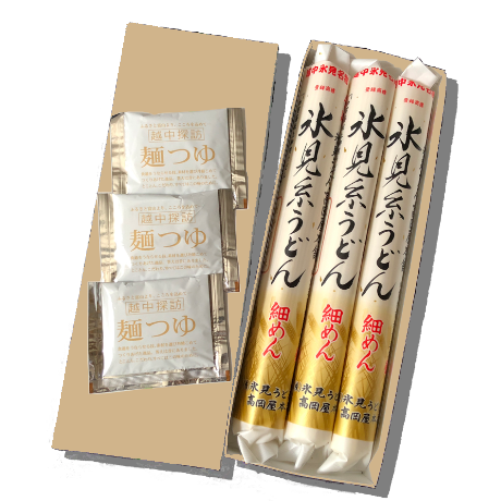 高岡屋　氷見糸うどん・つゆ　３本入の画像