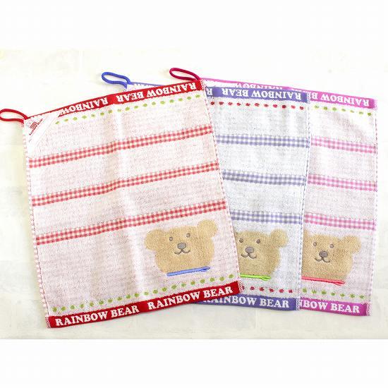 レインボーベア　ループ付ウォッシュタオル（チェック）の画像