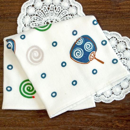 さいか　ガーゼハンカチタオル（うずまきうちわ）の画像