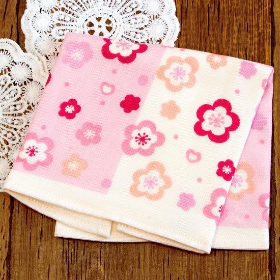 さいか　ガーゼハンカチタオル（梅ちりめん）ピンクの画像
