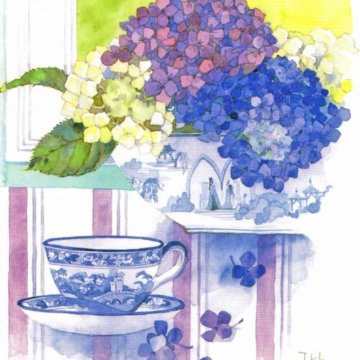 三好貴子 ポストカード（紫陽花と午後ティー）の画像