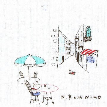 ひらいみも　ガーゼタオルハンカチ（カフェ）レッドの画像