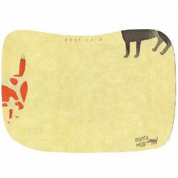 morita MiW　ポストカード（黒犬チョークと赤班犬のテン）画像