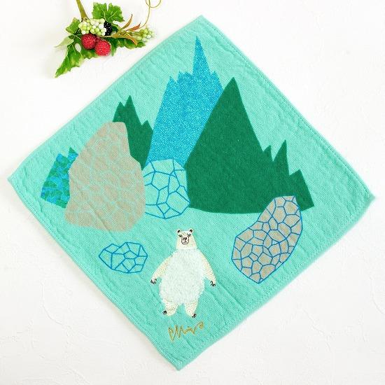 moritaMiW　モコモコ動物ハンカチ（氷原シロクマ）の画像