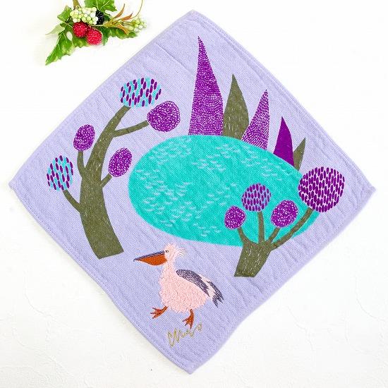 moritaMiW　モコモコ動物ハンカチ（湖畔ペリカン）の画像