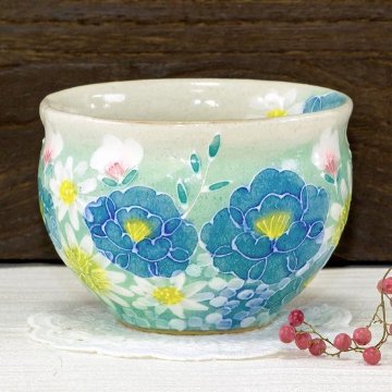 工房ゆずりは　福々碗（青彩小花）No.76　平型画像