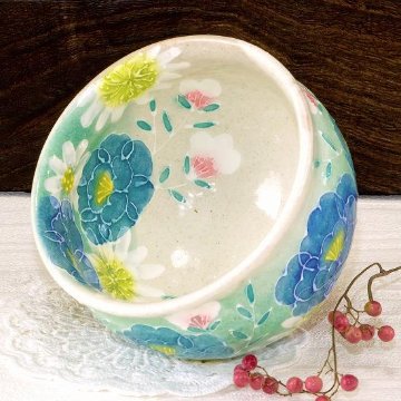 工房ゆずりは　福々碗（青彩小花）No.76　平型画像