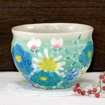 工房ゆずりは　福々碗（青彩小花）No.76　平型画像
