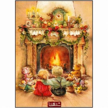 リシ・マーチン　クリスマスポストカード（暖炉）画像
