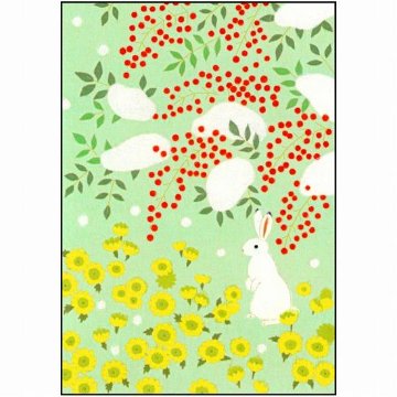 ひらいみも ポストカード（南天とウサギ）の画像
