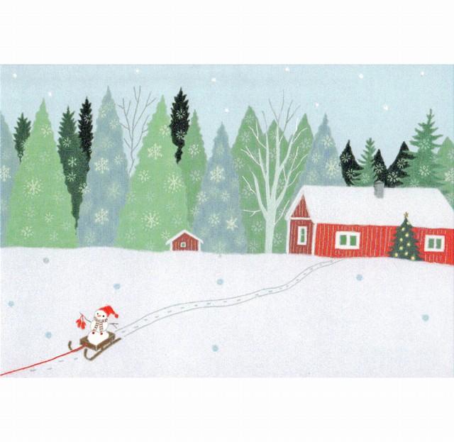 ひらいみも ポストカード（雪だるまとソリ）の画像