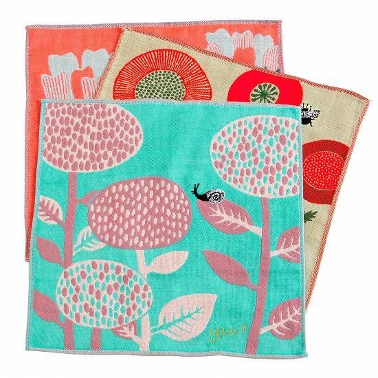 moritaMiW　3重ガーゼハンカチ（花とマイマイ）の画像