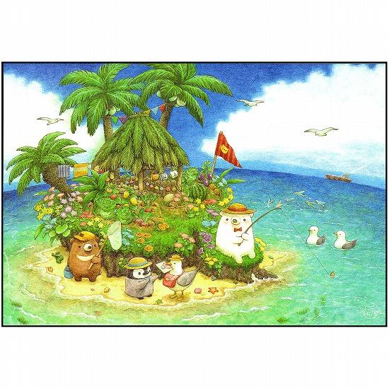 ミルクとラベンダー　ポストカードおまけ付き　手描きイラスト　オリジナル 緑色のクマのポストカード （手描きイラスト ポストカード 原画