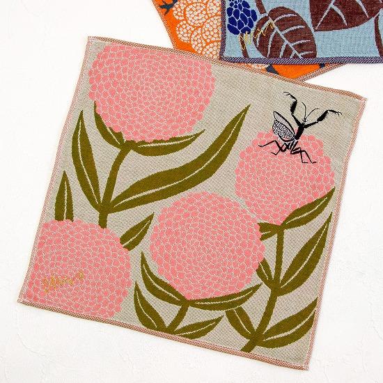 moritaMiW　３重ガーゼハンカチ（花とカマキリ）の画像