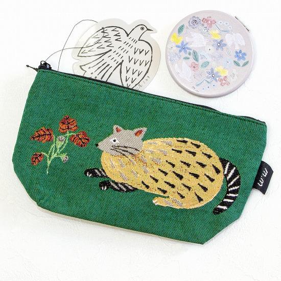 松尾ミユキ　舟形ポーチ（Beige cat）の画像