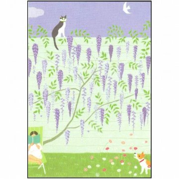 ひらいみも ポストカード（藤の花：塀）の画像