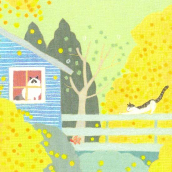 ひらいみも ポストカード（ミモザ：子ブタとお家）の画像