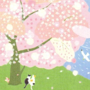 ひらいみも ポストカード（桜の木：子ブタと猫）の画像
