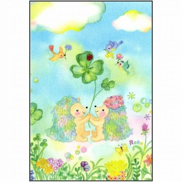 Roko ポストカード（よつ葉と花かんむり）画像
