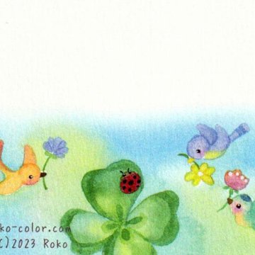 Roko ポストカード（よつ葉と花かんむり）画像