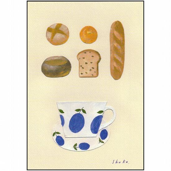 西淑 ポストカード（パンとカップ）の画像