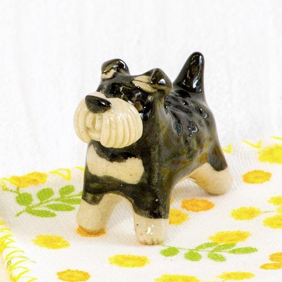 豆屋　箸置き（ミニチュアシュナウザー　ブラック＆シルバー　立ち）の画像