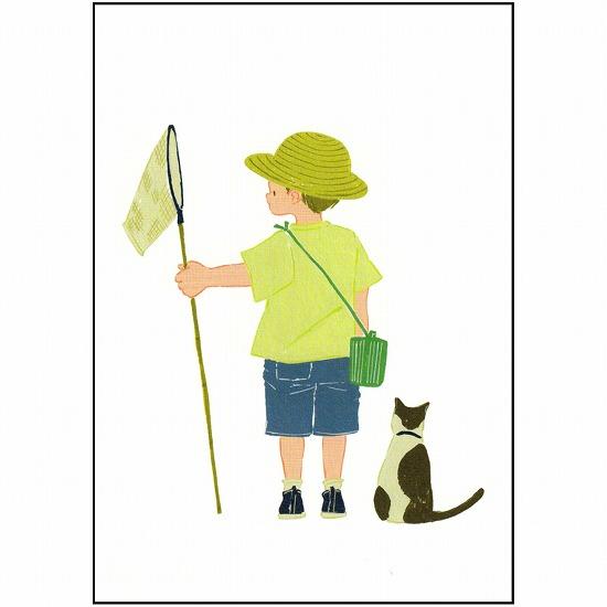 北原明日香 ポストカード（虫取りと猫）の画像