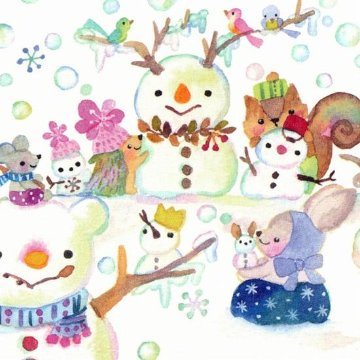Roko ポストカード（雪だるまがいっぱい）の画像