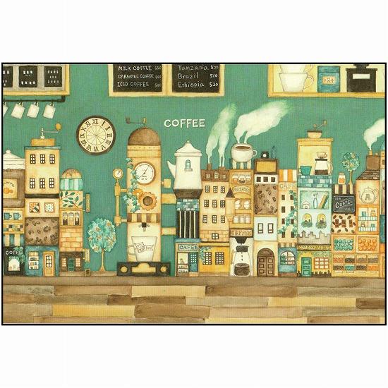 空想街雑貨店 ポストカード（カフェの奥のコーヒーの街）画像
