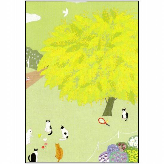 ひらいみも ポストカード（ミモザ：子ブタと遊び猫）の画像