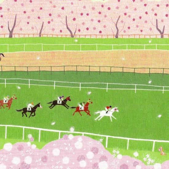 ひらいみも ポストカード（子ブタと桜と競走馬）の画像