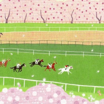 ひらいみも ポストカード（子ブタと桜と競走馬）の画像