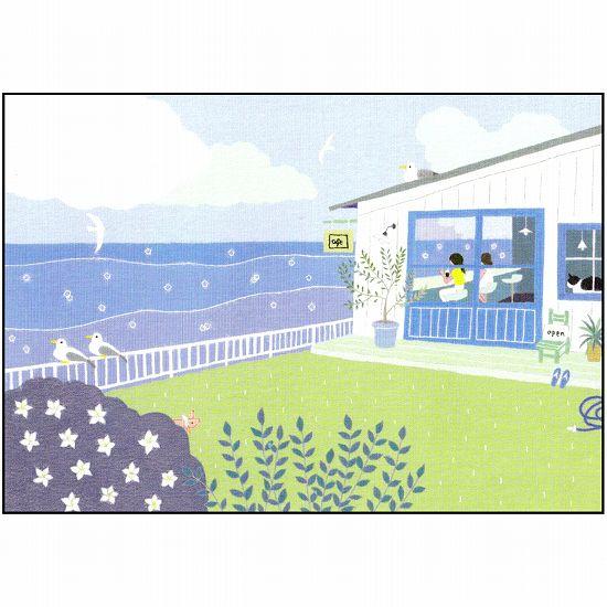 ひらいみも ポストカード（cafe：子ブタと海を眺めて）の画像