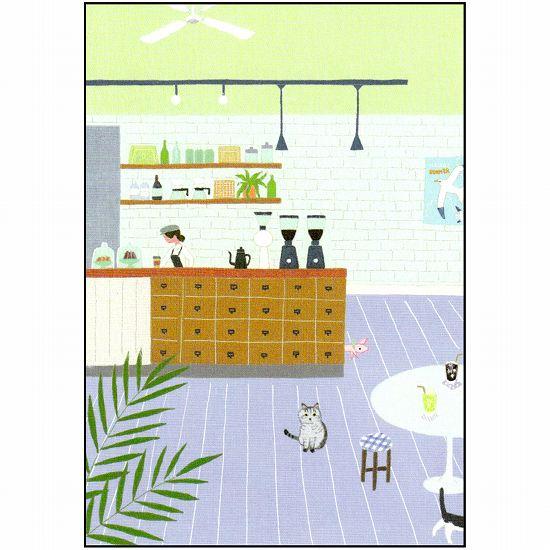ひらいみも ポストカード（cafe：子ブタとコーヒー）の画像