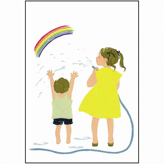 北原明日香 ポストカード（虹と子供たち）画像