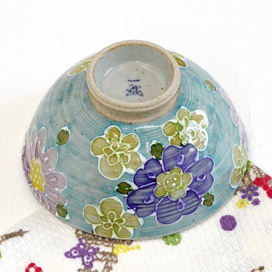 波佐見焼　軽々飯碗（一珍花想い）ブルーの画像