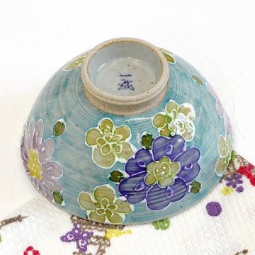 波佐見焼　軽々飯碗（一珍花想い）ブルーの画像