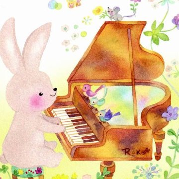 Roko ポストカード（うさぎのピアノ）の画像