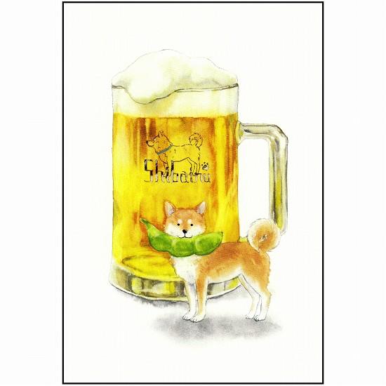 村田なつか ポストカード（しばいぬとビール）の画像