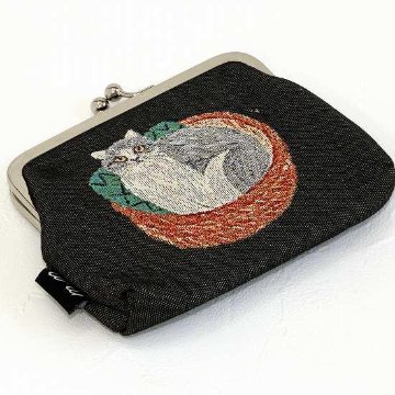 松尾ミユキ　がま口ポーチ（Mini Purse-BK　ネコ）の画像