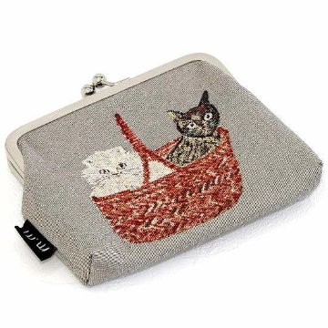 松尾ミユキ　がま口ポーチ（Mini Purse-GY　ネコ）の画像