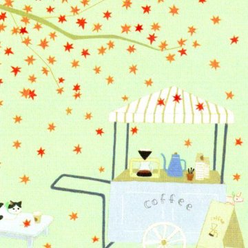 ひらいみも ポストカード（子ブタと紅葉coffee）の画像
