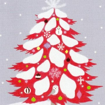ひらいみも ポストカード（クリスマスツリー：レッドツリー）の画像