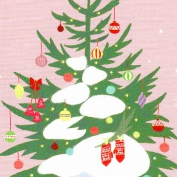 ひらいみも ポストカード（クリスマスツリー：カラフルボール）の画像