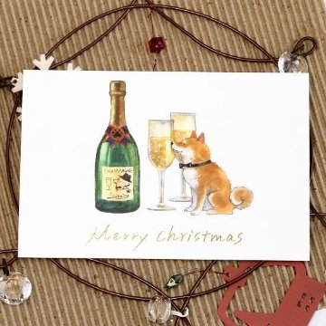 村田なつか ポストカード（しばいぬとシャンパン）の画像