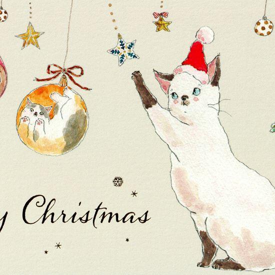 トコロコムギ ポストカード（いたずらクリスマスにゃんこ）の画像