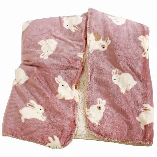 スワンネル3wayひざ掛け（ウサギ）ダークピンクの画像