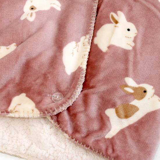 スワンネル3wayひざ掛け（ウサギ）ダークピンクの画像