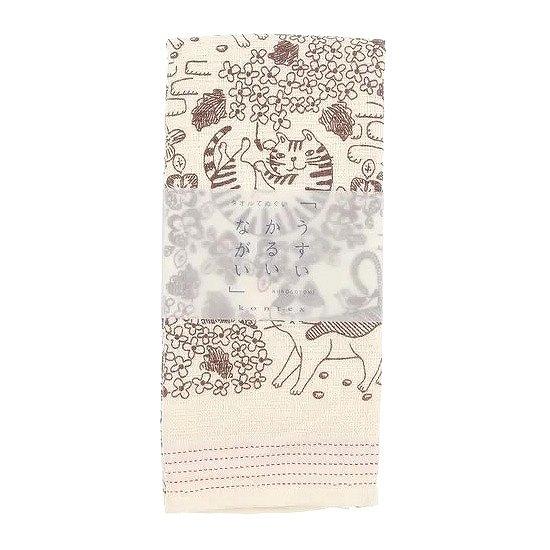 うすい　かるい　ながい　タオルてぬぐい（猫の庭）の画像